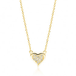 Colier argint placat cu aur galben cu inima si pietre DiAmanti Z1767NG-DIA (Argint 925‰ 2,2 g.)